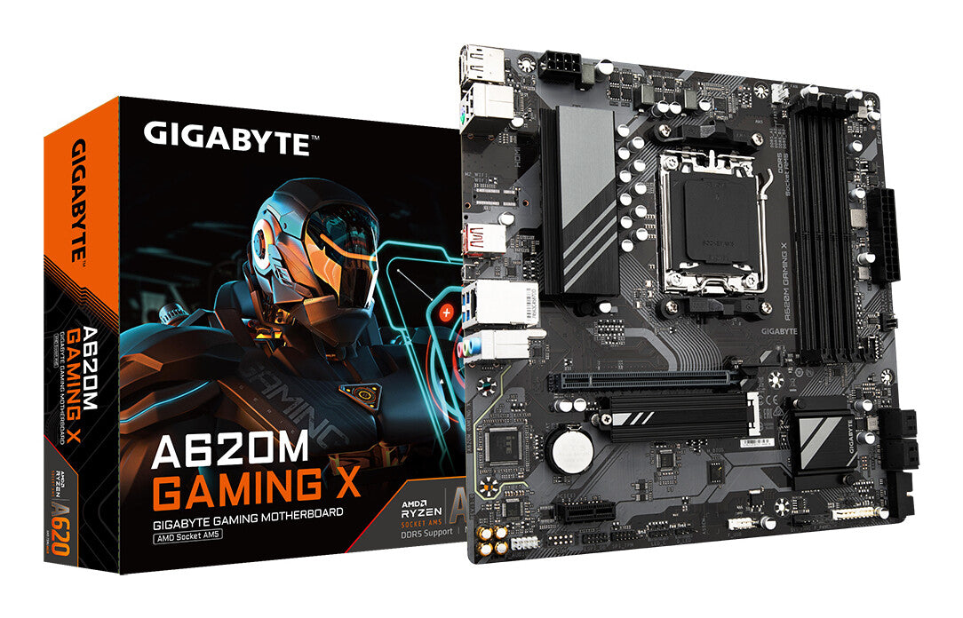 Placa base Gigabyte A620M GAMING X DDR5, AMD Socket AM5, 1x PCIe 4.0 x16, 1x PCIe 4.0 x4 M.2, GbE LAN, DisplayPort, HDMI, Q-Flash Plus