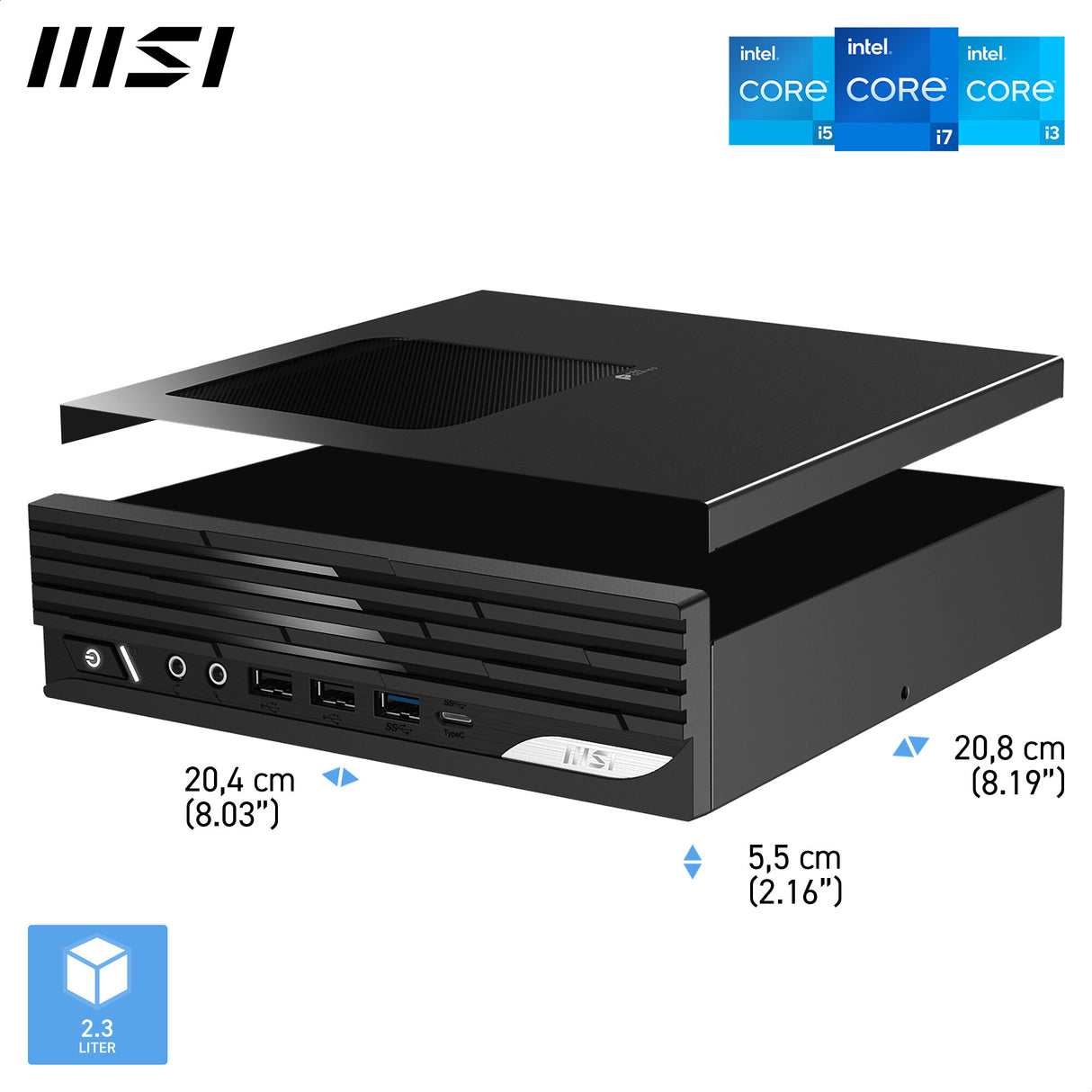MSI PRO DP21 14M Intel Core 7 14700, Barebone, DP21 14M, SFF, Mini Computer, HTPC, (NO RAM, NO Storage, NO OS), Intel Graphics/DDR5/Dual HDMI/Dual LAN/WiFi 6E/BT 5.3