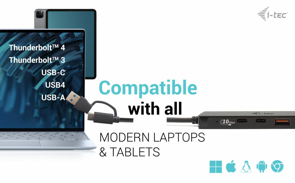i-tec Metal USB-A/USB-C HUB 2x USB 3.0 + 2x USB-C (10 Gbps)