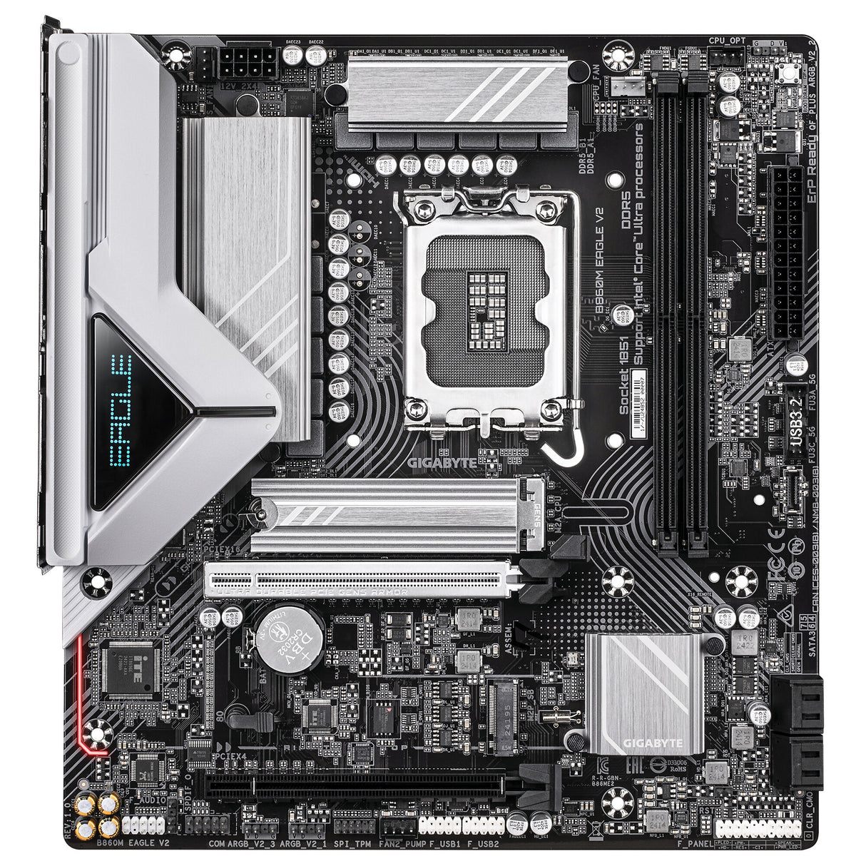 GIGABYTE B860M EAGLE V2 Motherboard - Intel Core Ultra Series CPUs, 6+1+2 Phases VRM, up to 9066MHz DDR5, 1xPCIe 5.0 + 1xPCIe 4.0 M.2, 2.5GbE LAN, USB 3.2 Gen 1