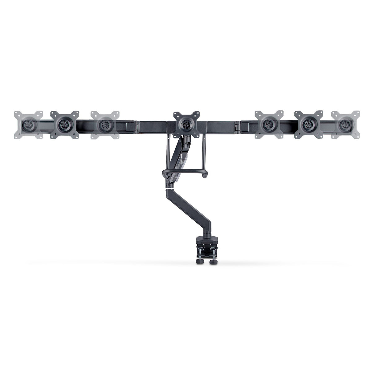 StarTech.com Crossbar Triple Monitor Desk Mount For Up To Three 27in Screens, VESA 75x75/100x100, Tool-Less Arm Adjustments, C-Clamp/Grommet, Spring-Assisted Arm