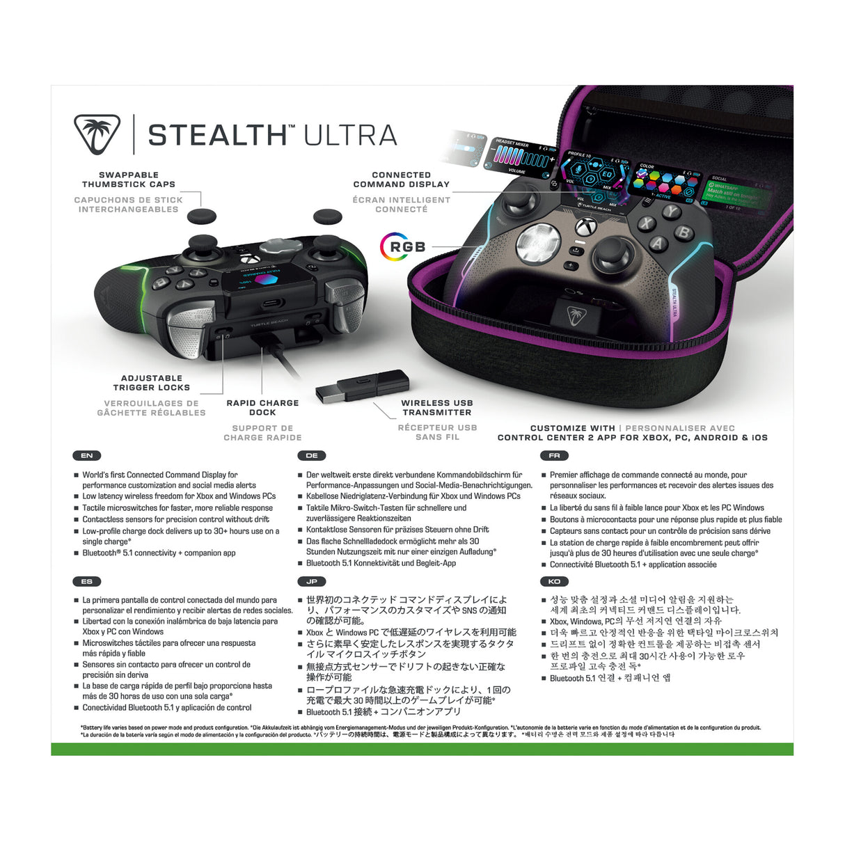 Turtle Beach Stealth Ultra Wireless High Performance Gaming Controller with Rapid Charge Dock, Adjustable Triggers and Command Display. Officially Licensed for Xbox Series X orS, Xbox One and PC