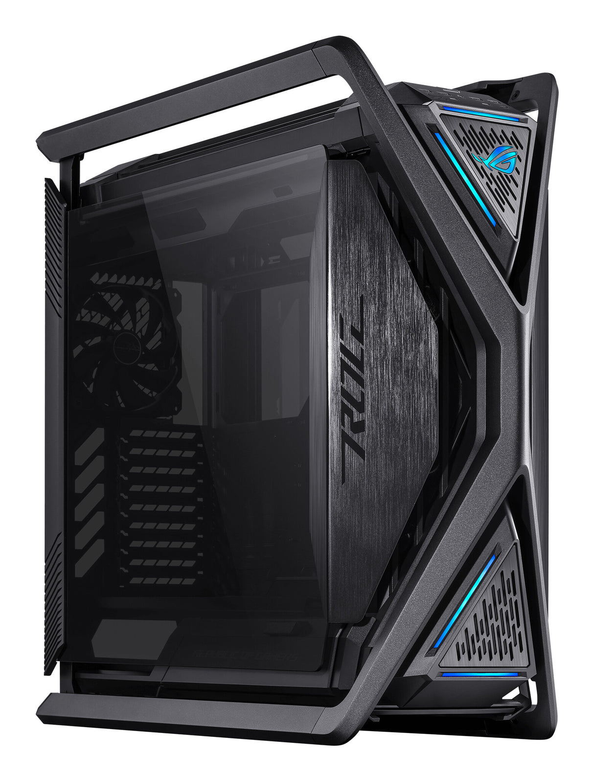Caja para juegos Asus ROG Hyperion GR701 con ventanas de vidrio, E-ATX, 4 ventiladores de 14 cm, soporte para radiador doble de 420 mm, USB-C (60 W FC), concentrador de ventilador y panel de iluminación