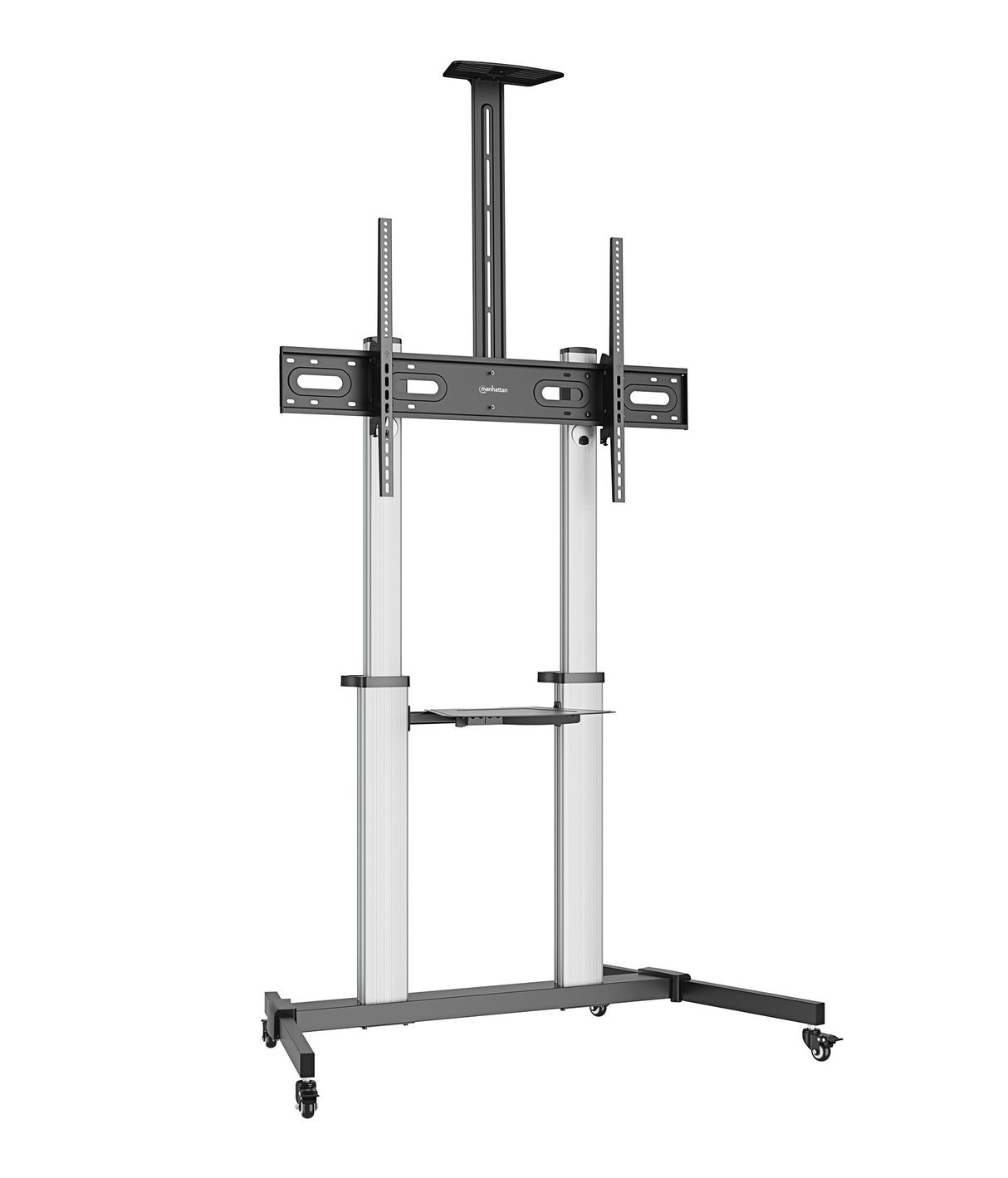 Manhattan Trolley Mount Stand for TV & Monitors, For screens: 37" to 100",VESA compatability:all between 200x200 to 1000x600mm -check the dimensions of the four mounting holes on back of screen to ensure it fits,Max 80kg,Height adjustable 1200 to 1600mm,L