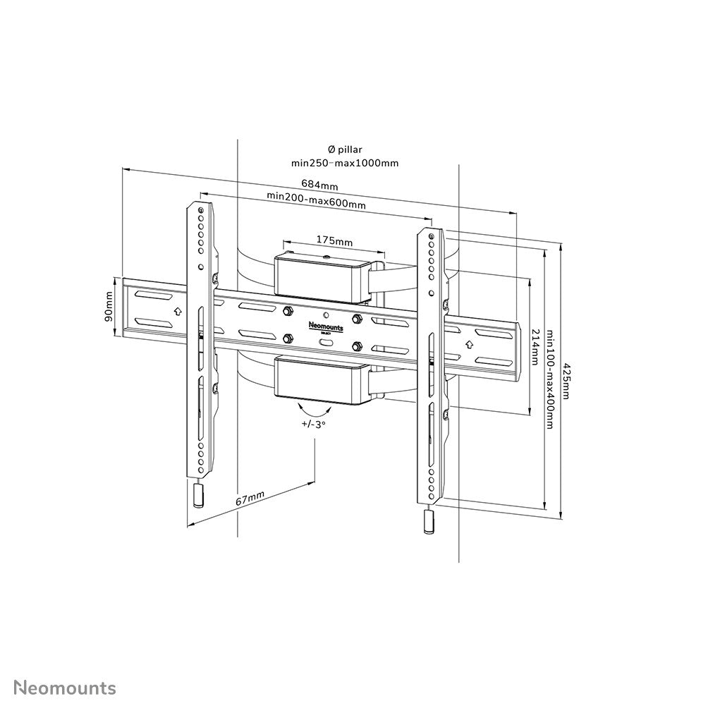 Neomounts WL30S-910BL16 TV pillar mount 40-75" - fixed - lockable - diam. 25-100 cm