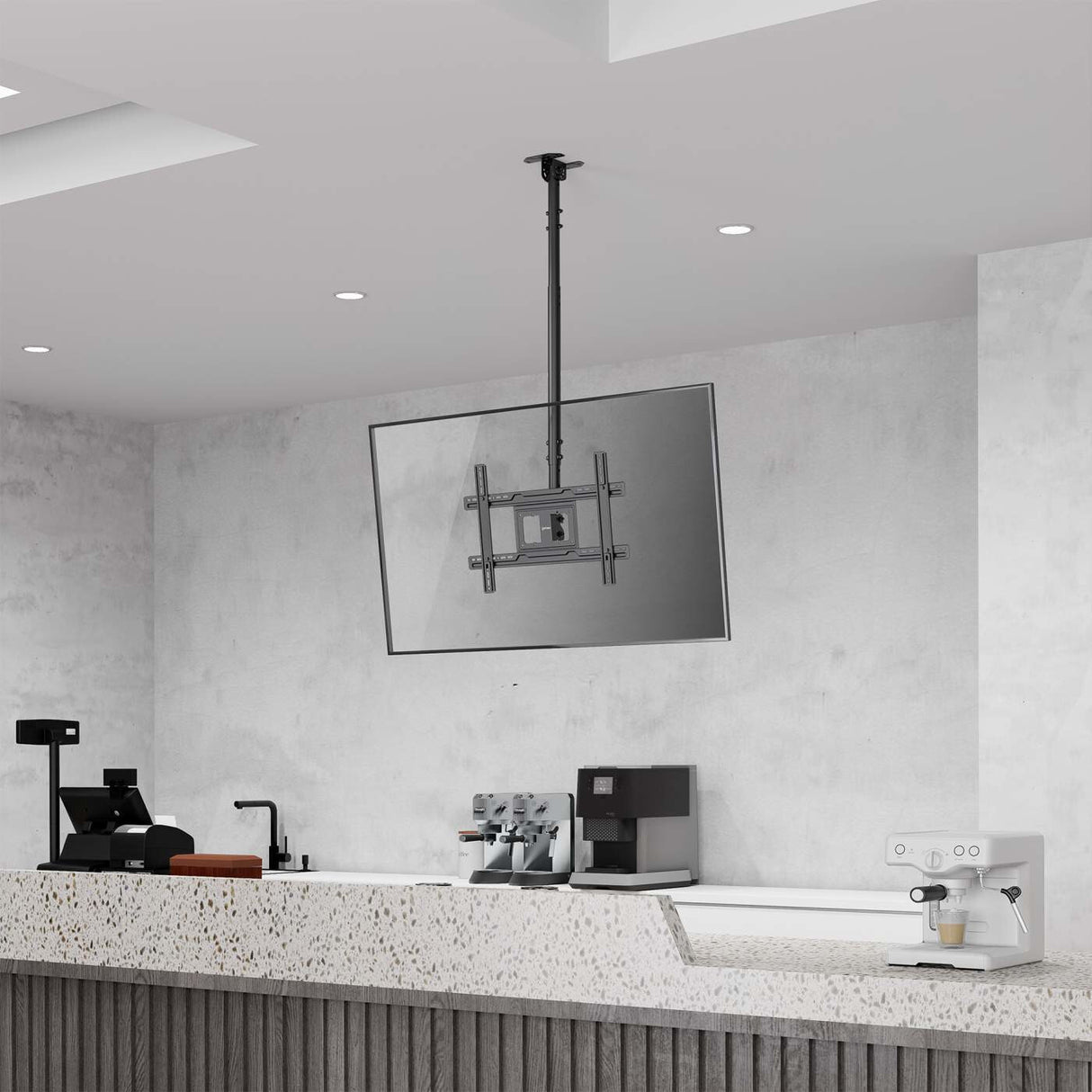 Manhattan Ceiling Mount for TV & Monitors, For screens: 37" to 65", Adjustable height: 70-157 cm, VESA compatability: all between 200x200 to 600x400mm - check the dimensions of the four mounting holes on back of screen to ensure it fits, Max 50kg, LFD, Br