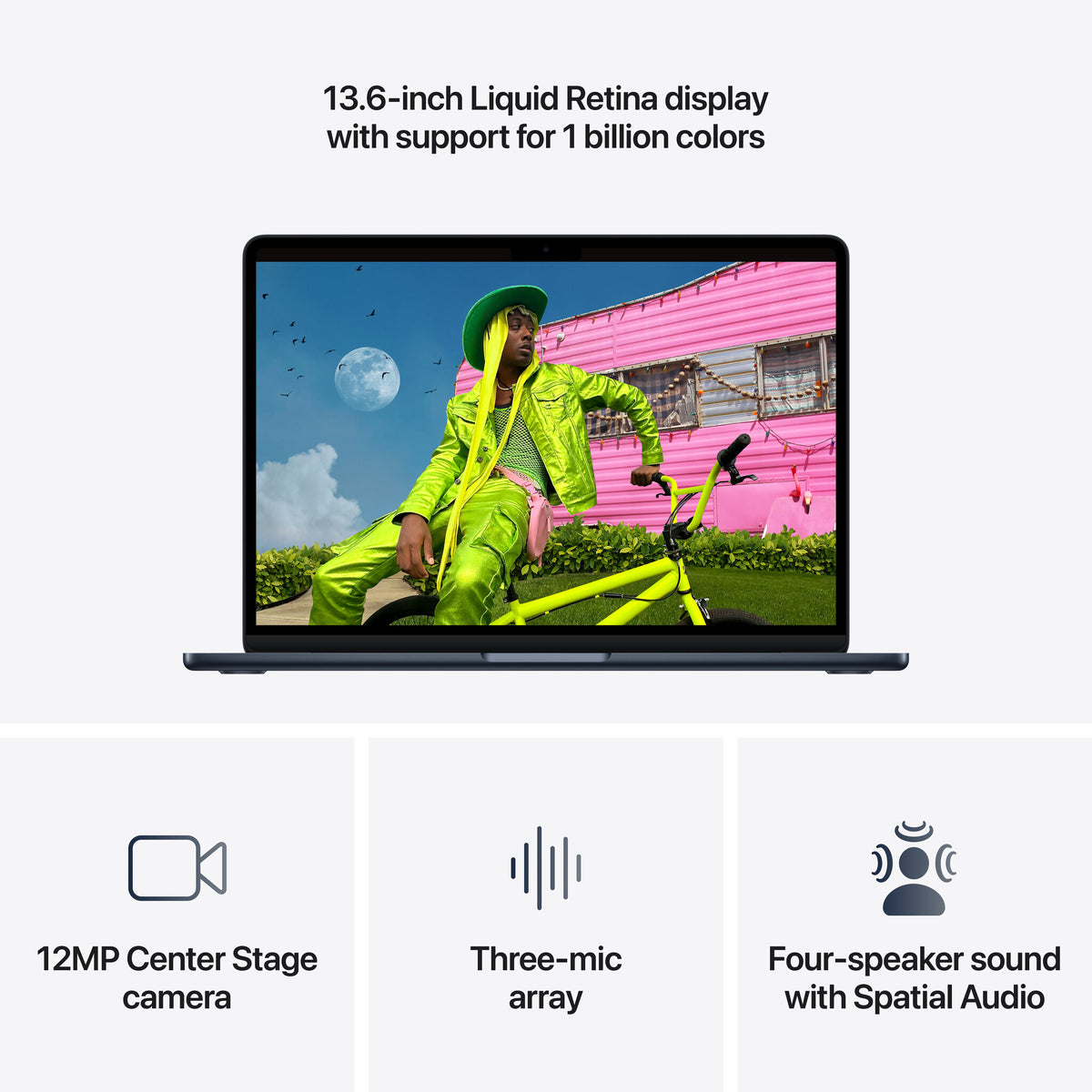 Apple MacBook Air 13-inch : M5 chip with 10‑core CPU and 10‑core GPU, 24GB, 1TB SSD - Midnight