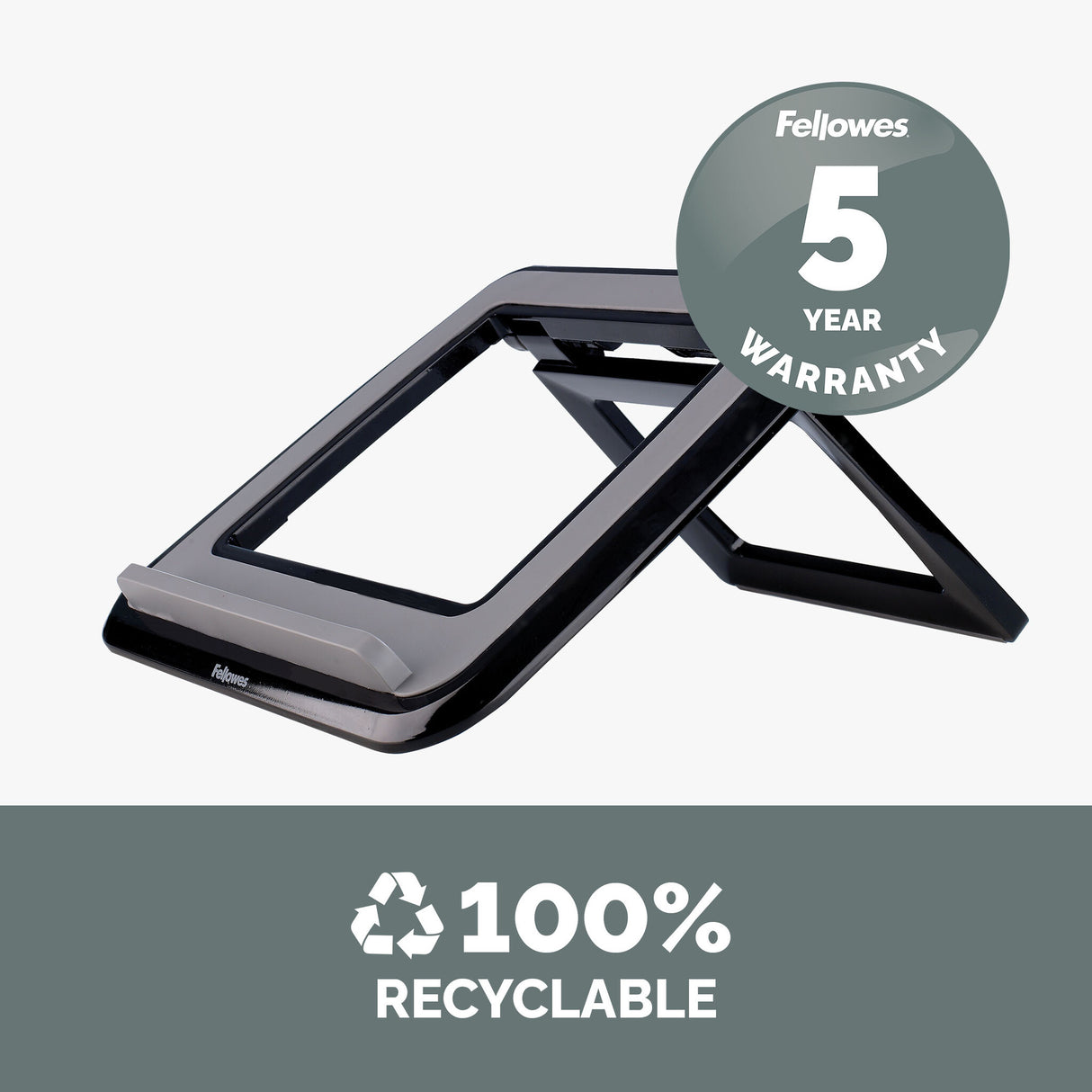 Fellowes Laptop Stand for Desk - I-Spire Quick Lift Adjustable Laptop Stand for the Home and Office - Portable Laptop Stand with 7 Height Adjustments - Max Monitor Size 17", Max Weight 4KG - Black