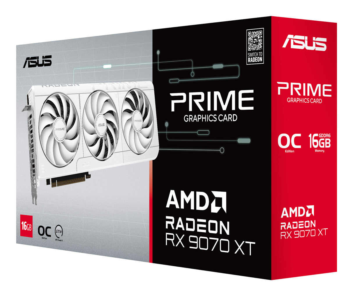 ASUS Prime -RX9070XT-O16G-WHITE AMD Radeon RX 9070 XT 16 GB GDDR6