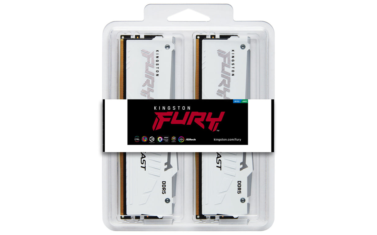 Kingston Technology FURY Beast 64GB 5600MT/s DDR5 CL36 DIMM (Kit of 2) White RGB EXPO