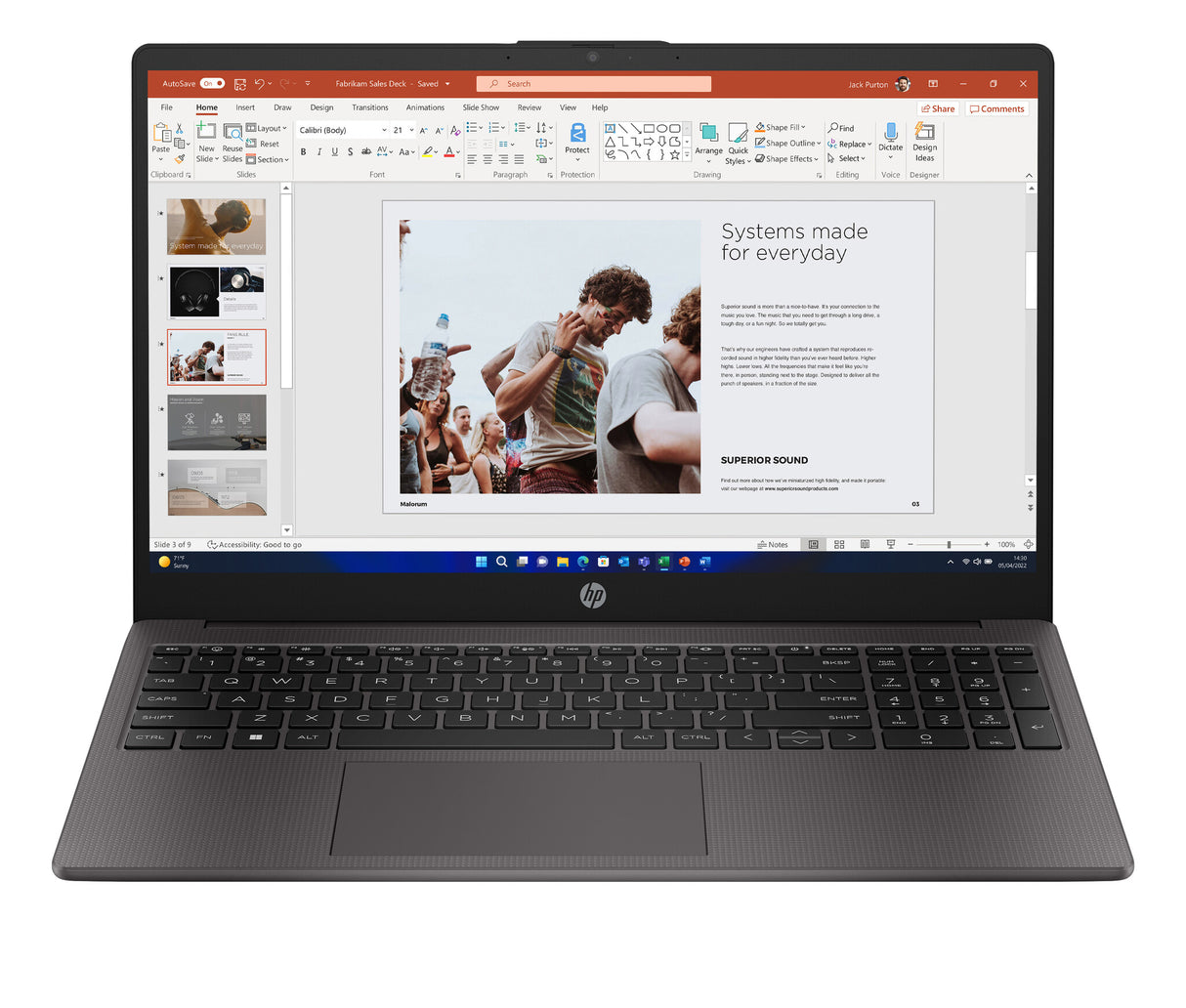 HP 255 G10 AMD Ryzen™ 5 7530U Laptop 39.6 cm (15.6") Full HD 16 GB DDR4-SDRAM 512 GB SSD Wi-Fi 6 (802.11ax) Windows 11 Home Black