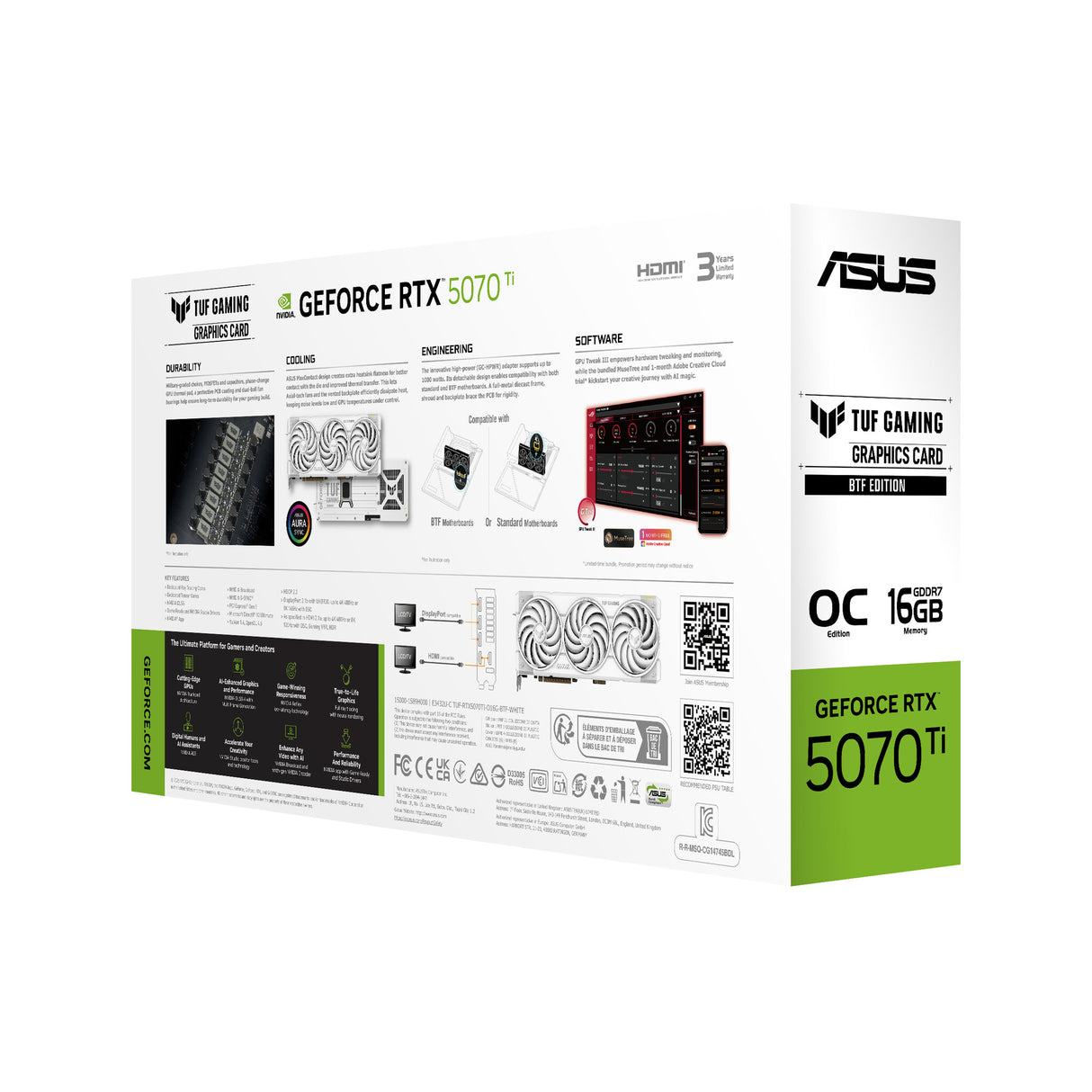 ASUS TUF-RTX5070TI-O16G-BTF-WHITE NVIDIA GeForce RTX 5070 Ti 16 GB GDDR7