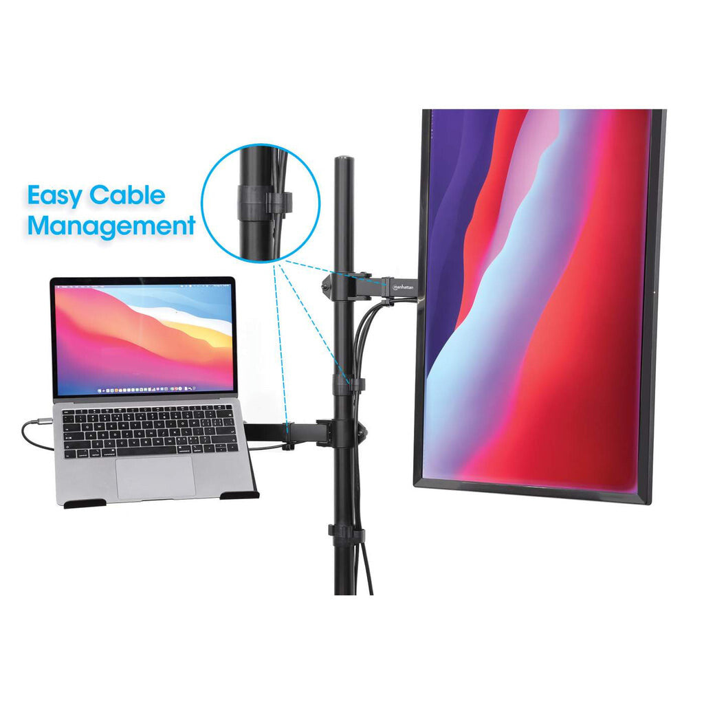 Manhattan Desk Mount for Monitors & Laptop Combo (Full Motion), For screens: 10-27", Laptop up to 17", Clamp Assembly, VESA compatability: 75x75 and 100x100mm - check the dimensions of the four mounting holes on back of screen to ensure it fits, Max 8kg,