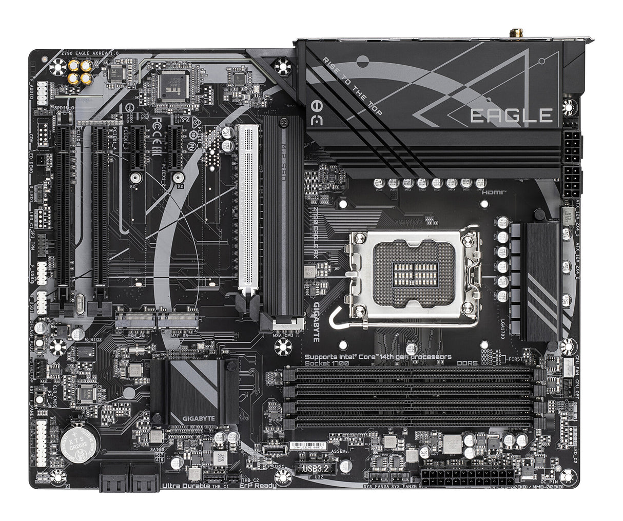 GIGABYTE Z790 EAGLE AX Motherboard - Supports Intel Core 14th Gen CPUs, 12+1+1Phases Digital VRM, up to 7600MHz DDR5 (OC), 3xPCIe 4.0 M.2, Wi-Fi 6E, 2.5GbE LAN, USB 3.2 Gen 2
