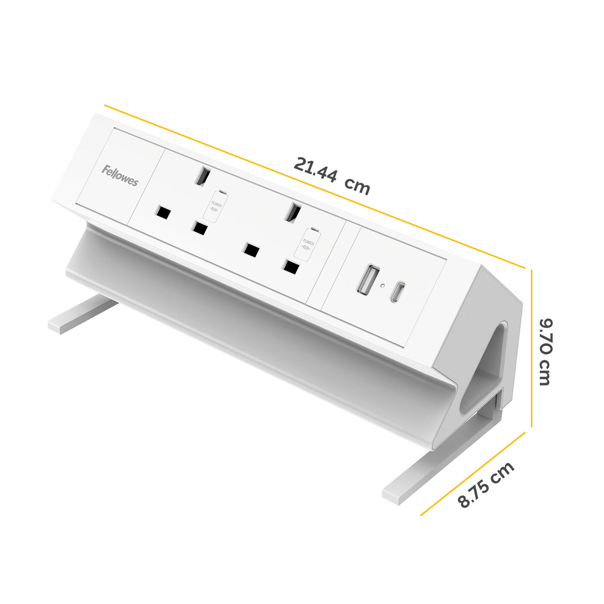 Fellowes Power Desk 2 Socket with 2 Power Sockets 1 USB-A & USB-C Ports White