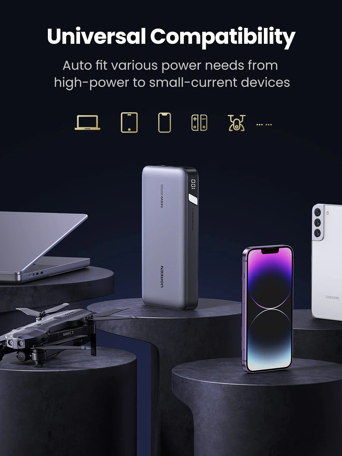 Ugreen 90597A power bank 25000 mAh Grey