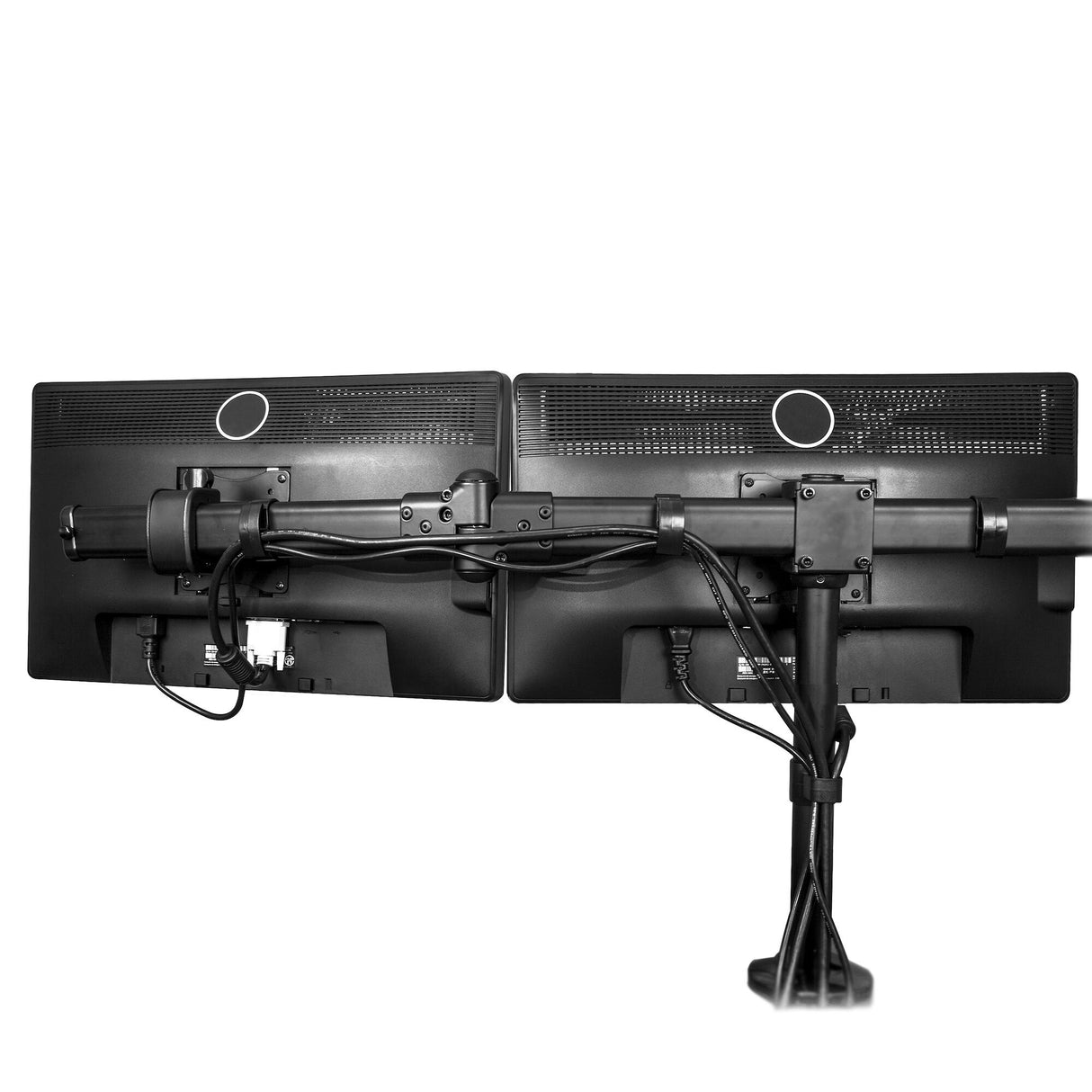 StarTech.com Desk Mount Triple Monitor Arm - Ergonomic VESA 3 Monitor Mount up to 27" - Articulating & Height Adjustable Pole Mount - Tilt/Swivel/Rotate LCD/LED Screen - Desk Clamp/Grommet