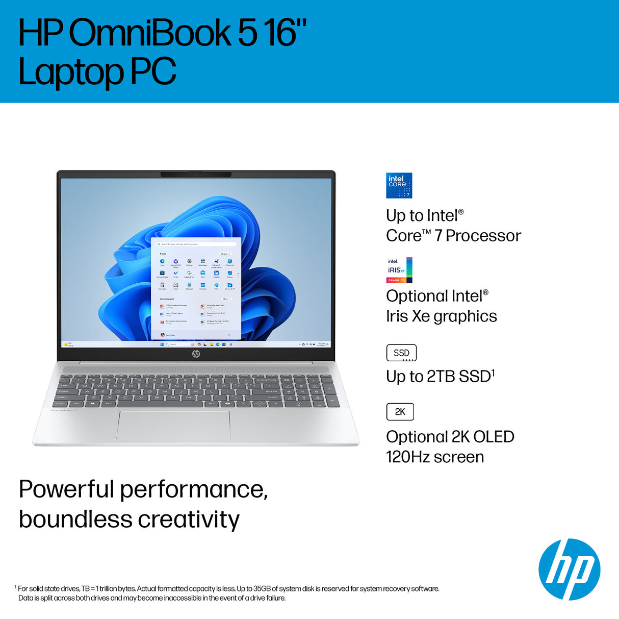 HP OmniBook 5 16-ba1506sa Intel® Core™ i3 i3-1315U Laptop 40.6 cm (16") 2K 8 GB LPDDR5-SDRAM 512 GB SSD Wi-Fi 6 (802.11ax) Windows 11 Home Silver