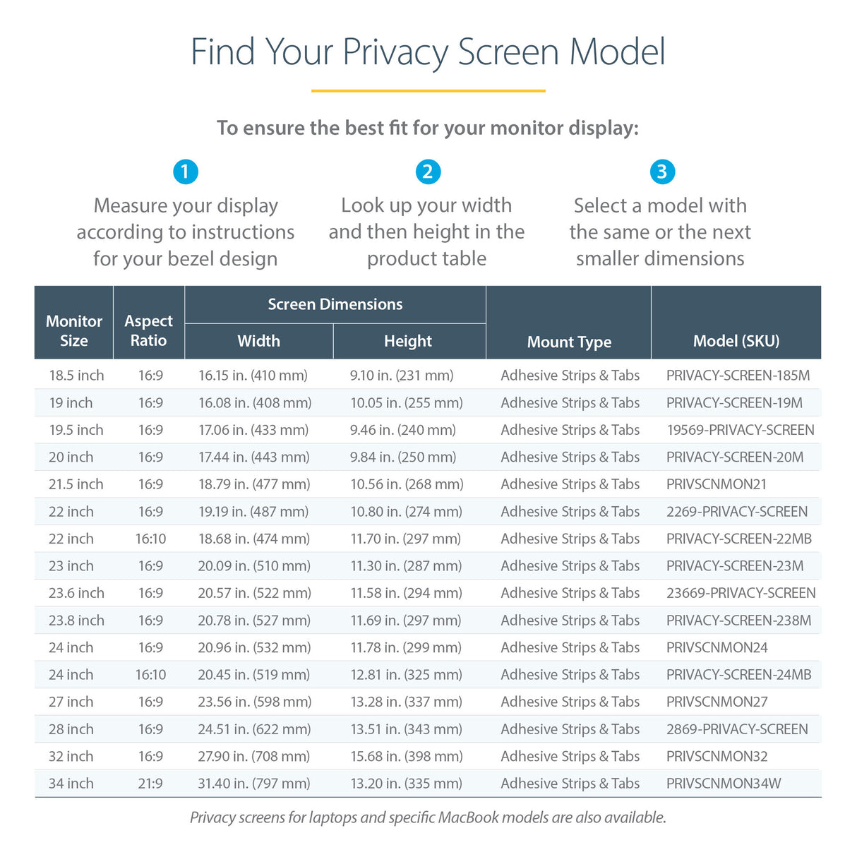 StarTech.com 22-inch 16:9 Computer Monitor Privacy Filter, Anti-Glare Privacy Screen w/51% Blue Light Reduction, Monitor Screen Protector w/+/- 30 Deg. Viewing Angle