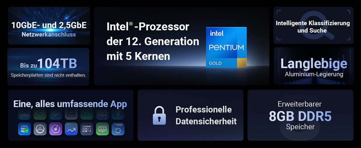 Ugreen NETWORK ATTACHED DX4800PL DISKLESSUK NAS Desktop Intel® Pentium® 8 GB DDR5 0 TB HDD+SSD UGOS Pro