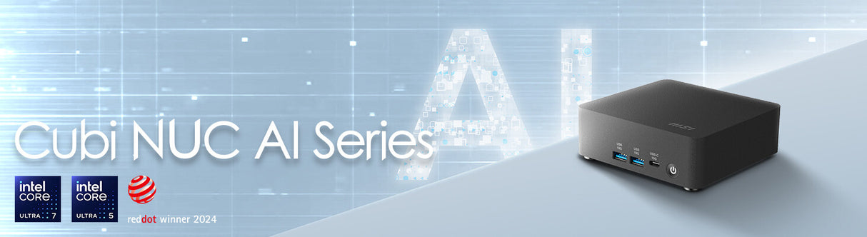 MSI Cubi NUC AI 1UMG Intel Core Ultra 7 155H, Barebone, NUC, SFF, Mini Computer, HTPC, (NO RAM, NO Storage, NO OS), Intel Graphics/DDR5/Dual ThunderBolt 4/Dual HDMI/Dual LAN/WiFi 6E/BT 5.3/VESA
