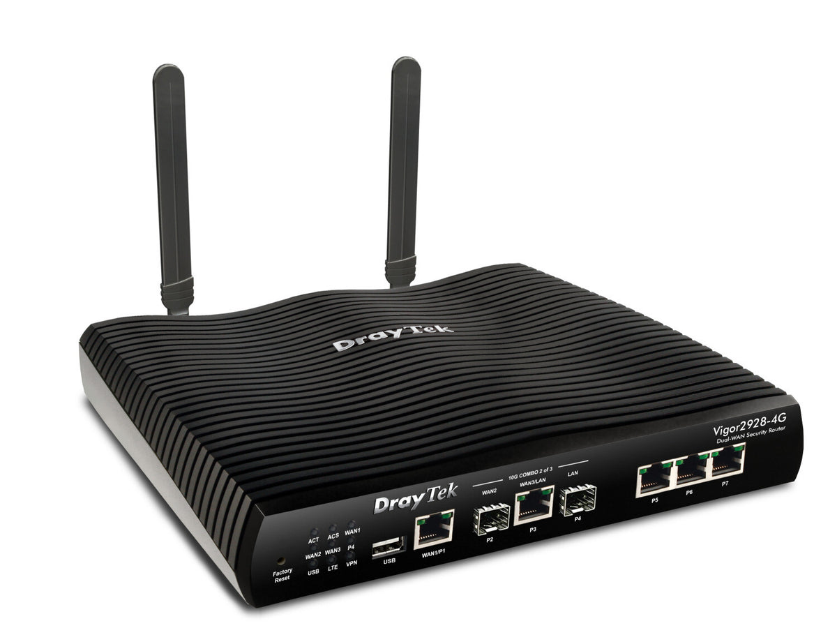 DrayTek Vigor 2928-4G High-Performance Multi-Gigabit Multi-WAN Fibre Firewall VPN Router with Integrated 4G/LTE Modem