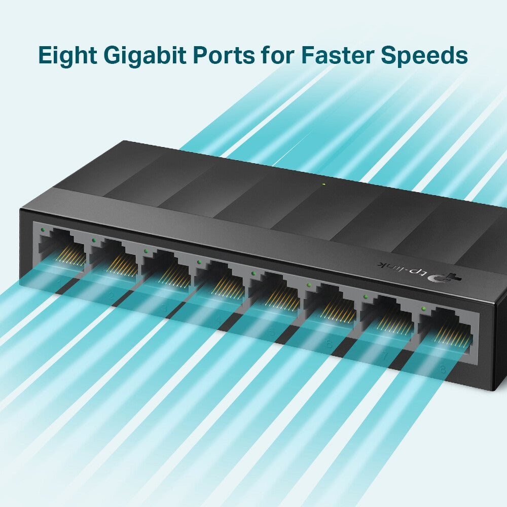 TP-LINK (LS1008G) Switch LiteWave de bureau non géré Gigabit à 8 ports, boîtier en plastique