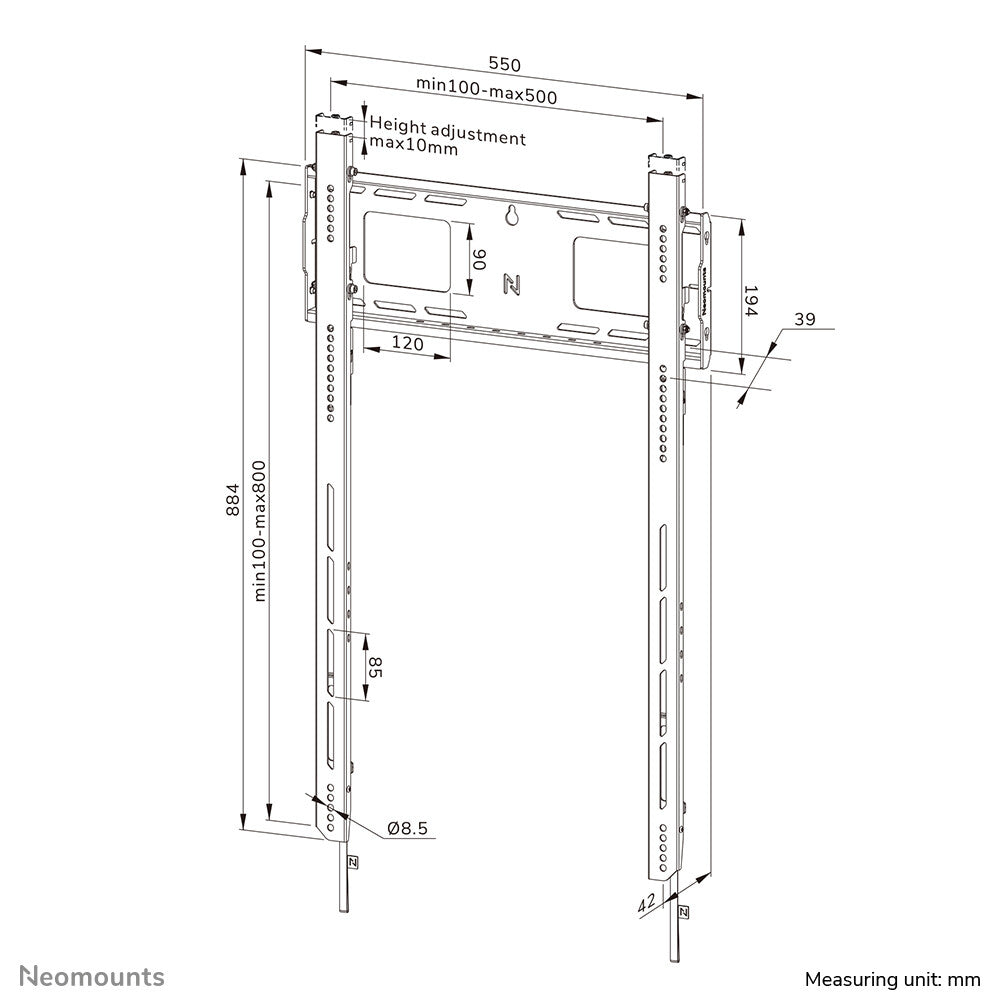 Neomounts WL30-750BL18P Heavy duty wall mount 50-98" - fixed - lockable - portrait - fast installation - TÜV