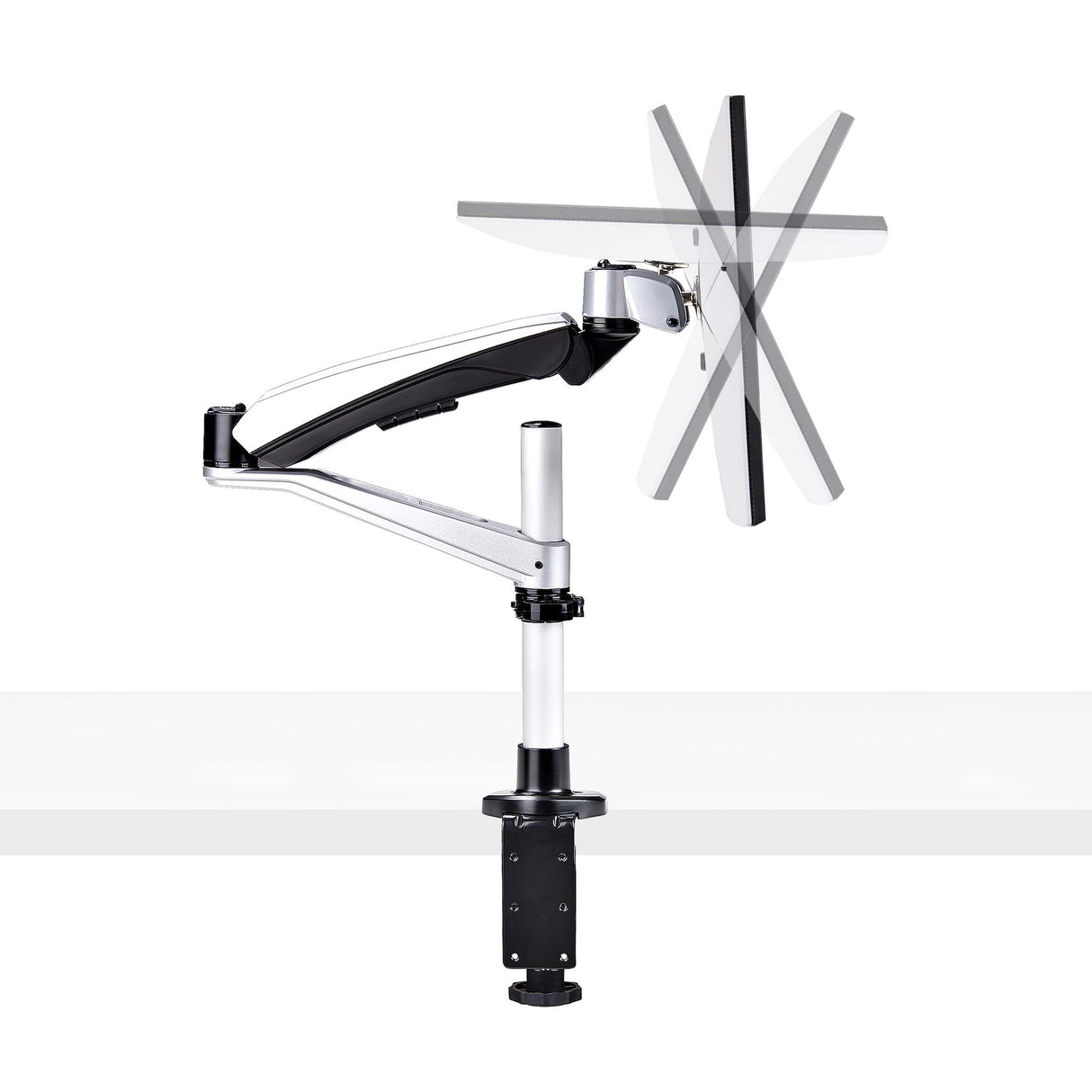 StarTech.com Monitor Desk Mount For 27in 16:9 or 30in 21:9 Ultrawide Screens, VESA 75x75/100x100, Tool-Less Arm Adjustments, C-Clamp/Grommet, Spring-Assisted Arm