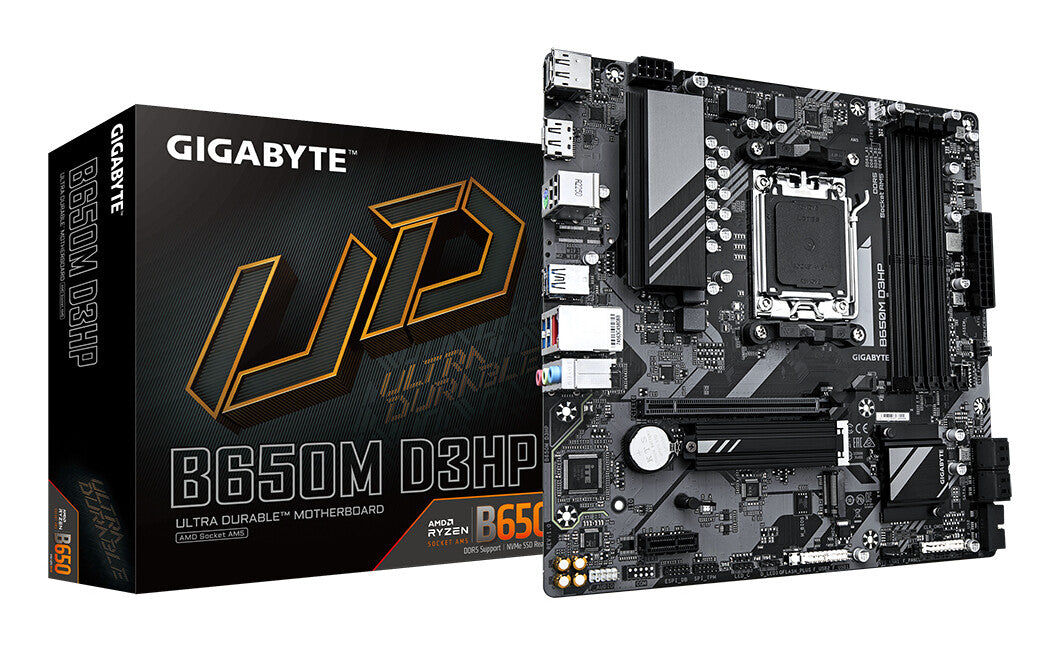 Carte mère Gigabyte B650M D3HP DDR5, Socket AMD AM5, Micro ATX, 1x PCIe 4.0 x16, 1x PCIe 3.0 x1, 2x M.2 2280 PCIe 4.0, Realtek 2.5GbE LAN, HDMI/DisplayPort