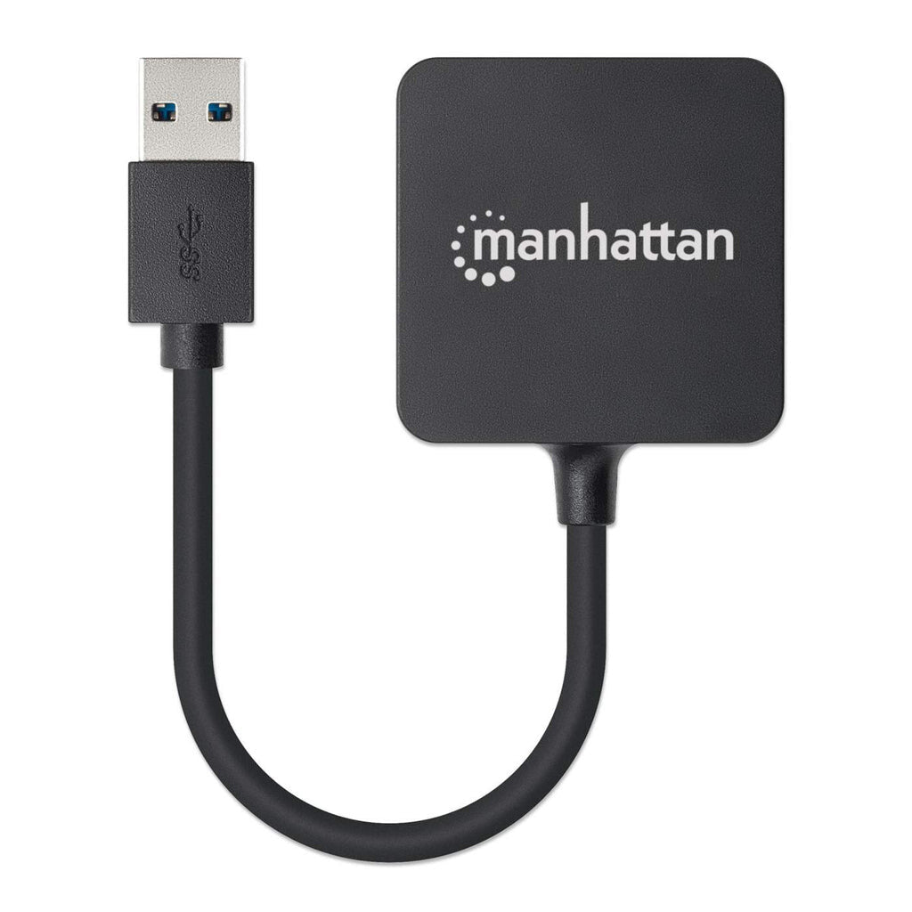 Manhattan USB-A 4-Port Hub, 4x USB-A Ports, 5 Gbps (USB 3.2 Gen1 aka USB 3.0), Bus Power, Fast charging x1 Port up to 0.9A or x4 Ports with power jack (not included), SuperSpeed USB, Black, Three Year Warranty, Equivalent to ST4300MINU3B