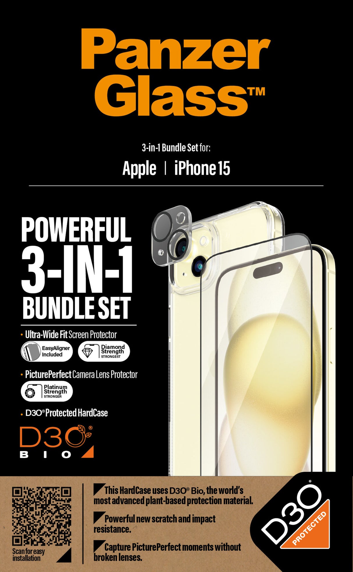 PanzerGlass ® 3-in-1 Bundle iPhone 15