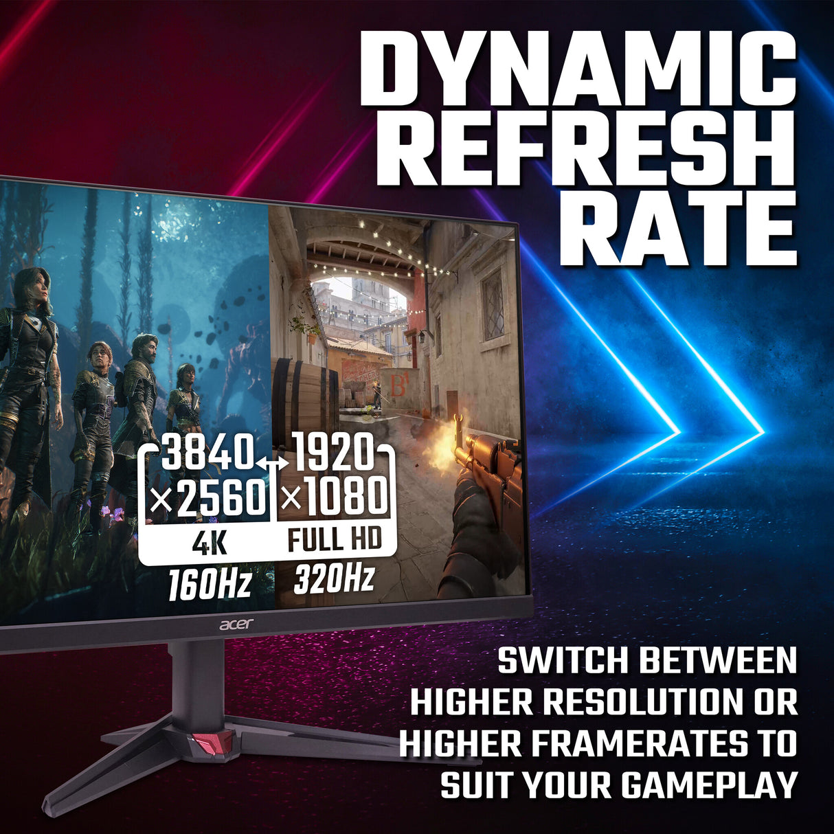Acer NITRO VG0 Nitro VG270KV4bmiipx - 27'' 4K Ultra HD (3840x2160), 160HZ, 1ms, IPS, Black
