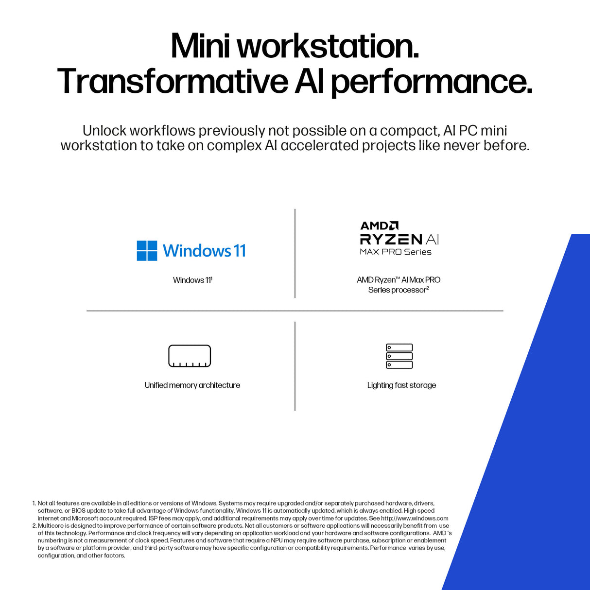 HP Z2 G1a Copilot+ PC AMD Ryzen AI Max PRO 385 32 GB LPDDR5x-SDRAM 1 TB SSD Windows 11 Pro Mini PC Workstation AI Workstation, AI PC Black