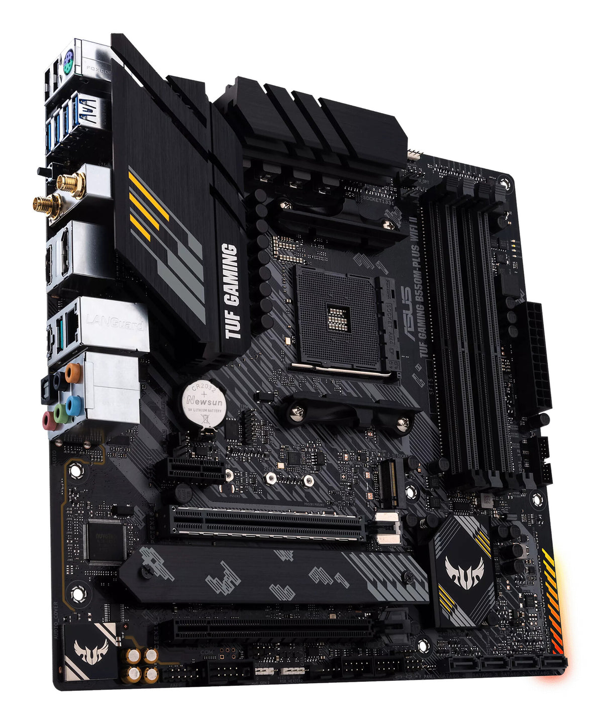 Asus TUF GAMING B550M-PLUS WIFI II, AMD B550, AM4, Micro ATX, 4 DDR4, HDMI, DP, AX Wi-Fi, 2,5 Go LAN, PCIe4, RVB, 2x M.2