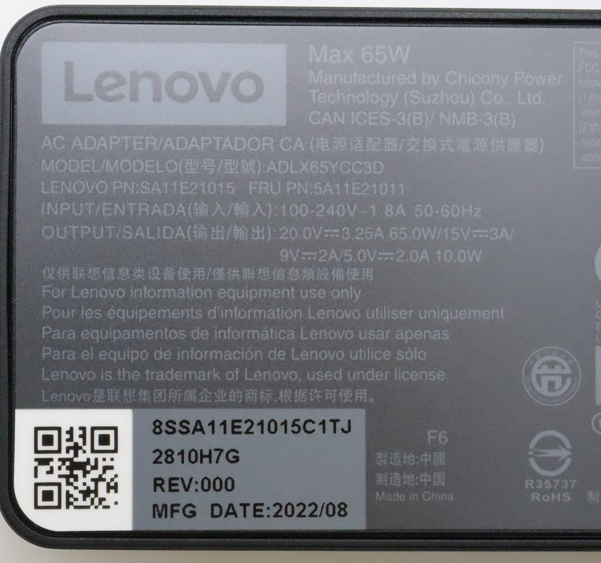 Lenovo 5A11E21011 power adapter/inverter Indoor 45 W Black