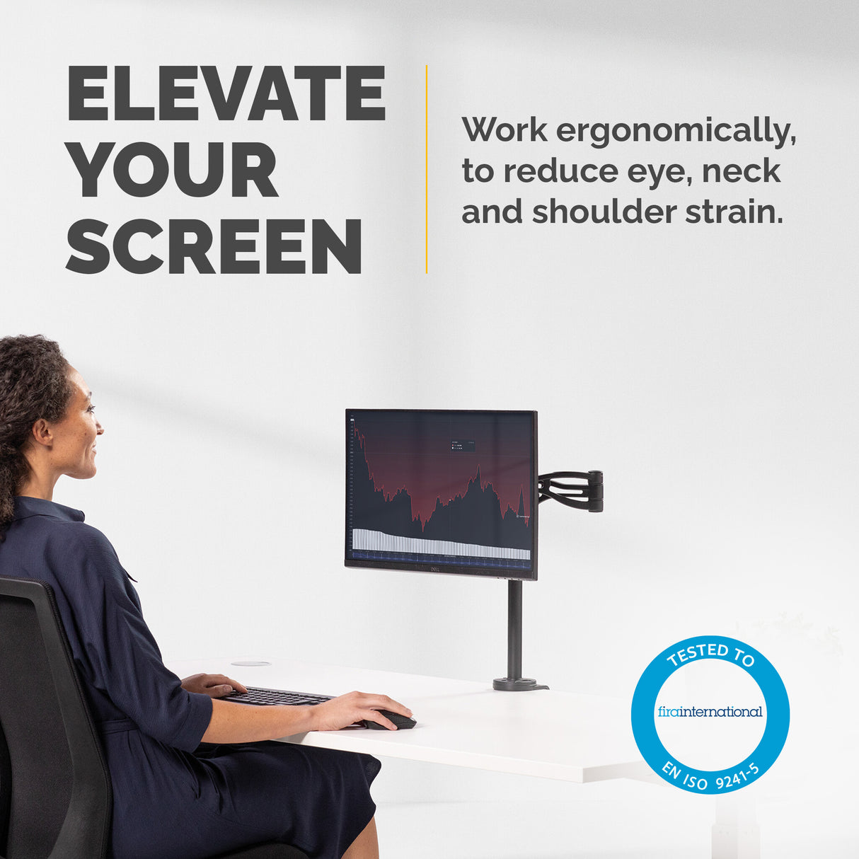 Fellowes Vista Single Monitor Arm - Monitor Mount for 10KG 32 Inch Screens - Adjustable Monitor Desk Mount - Pan 180° Rotation 360°, VESA 75 x 75/100 x 100 - Black