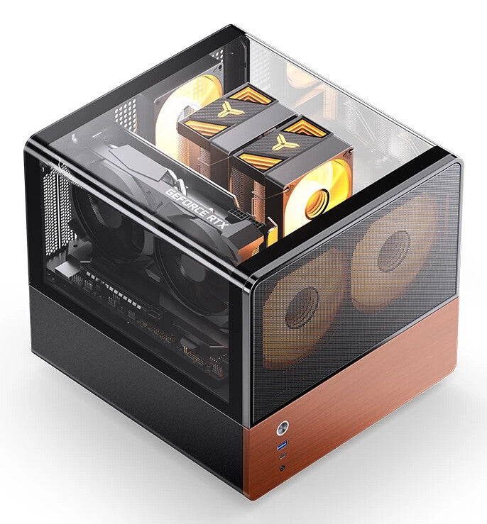 Jonsbo V12 BLACK computer case Black, Wood