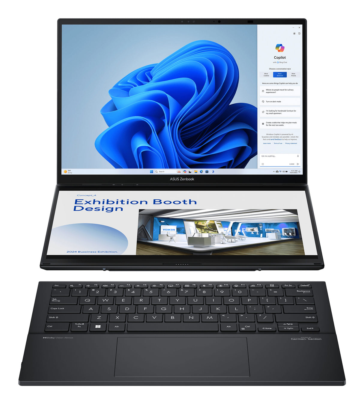 ASUS Zenbook Duo UX8406CA-QL249W Intel Core Ultra 9 285H Hybrid (2-in-1) 35.6 cm (14") Touchscreen WUXGA 32 GB LPDDR5x-SDRAM 1 TB SSD Wi-Fi 7 (802.11be) Windows 11 Home Grey
