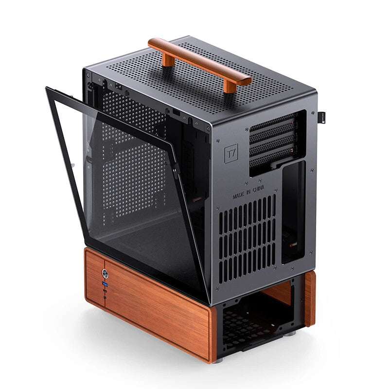 Jonsbo T7 Midi Tower Black, Wood