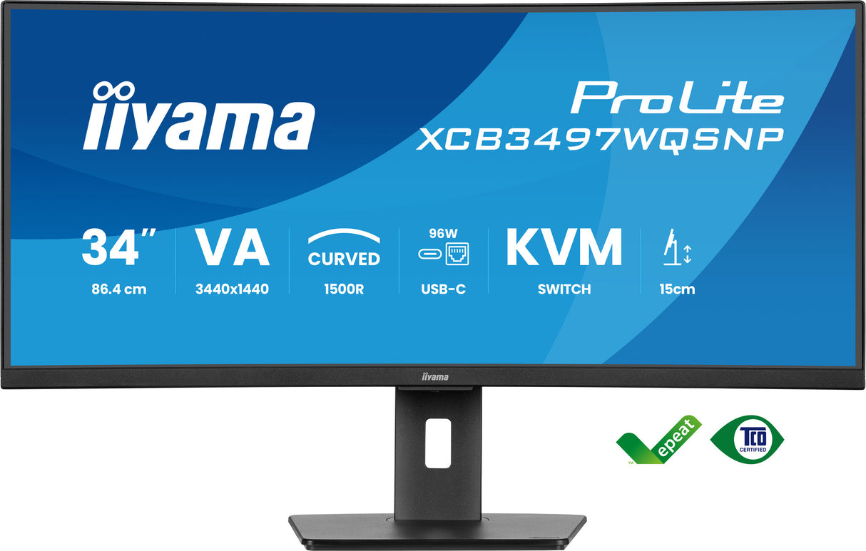 iiyama ProLite XCB3497WQSNP-B1 computer monitor 86.4 cm (34") 3440 x 1440 pixels UltraWide Quad HD LED Black