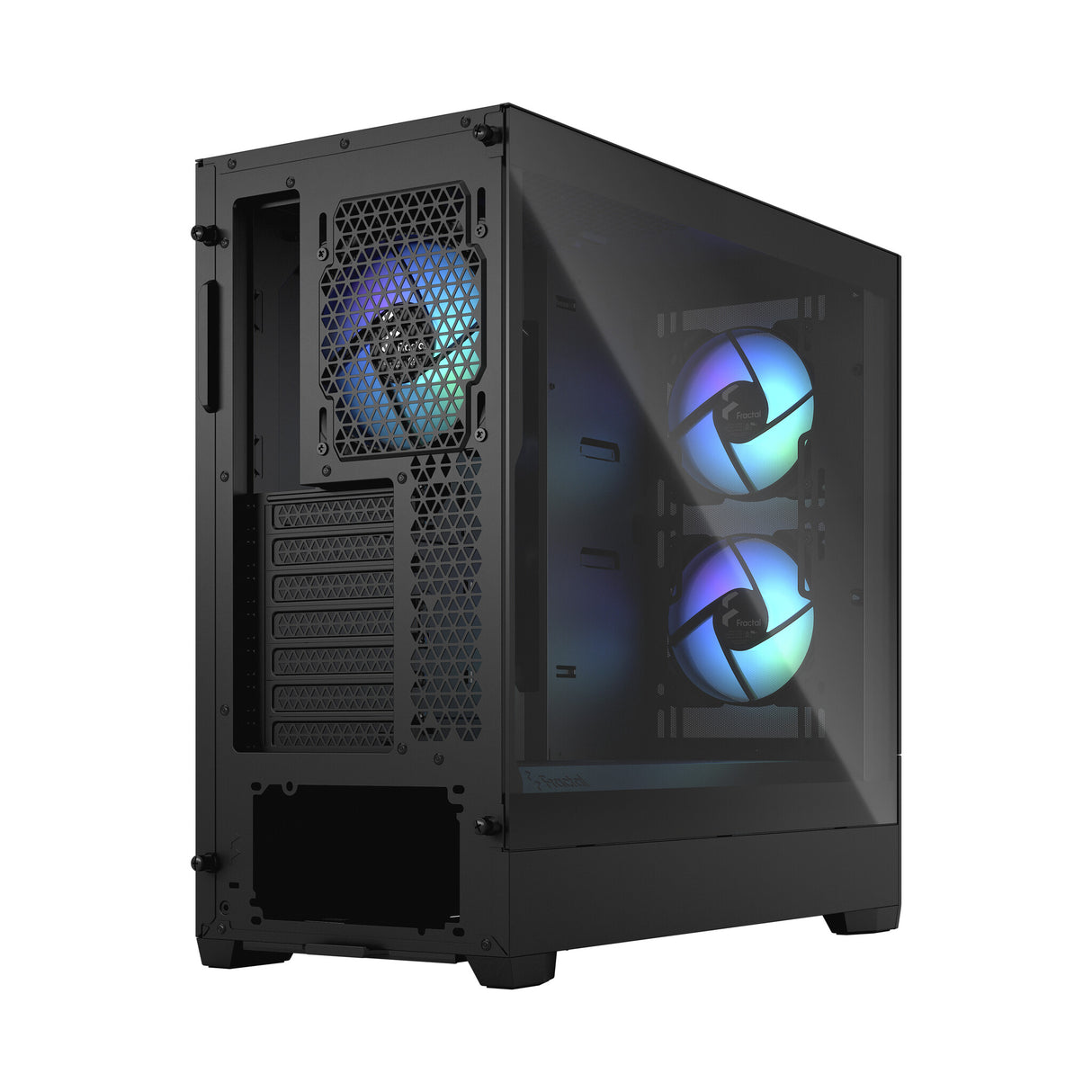 Fractal Design Pop Air RGB (Noir TG) Boîtier de jeu avec fenêtre en verre transparent, ATX, façade en maille hexagonale, 3 ventilateurs RVB et contrôleur ARGB