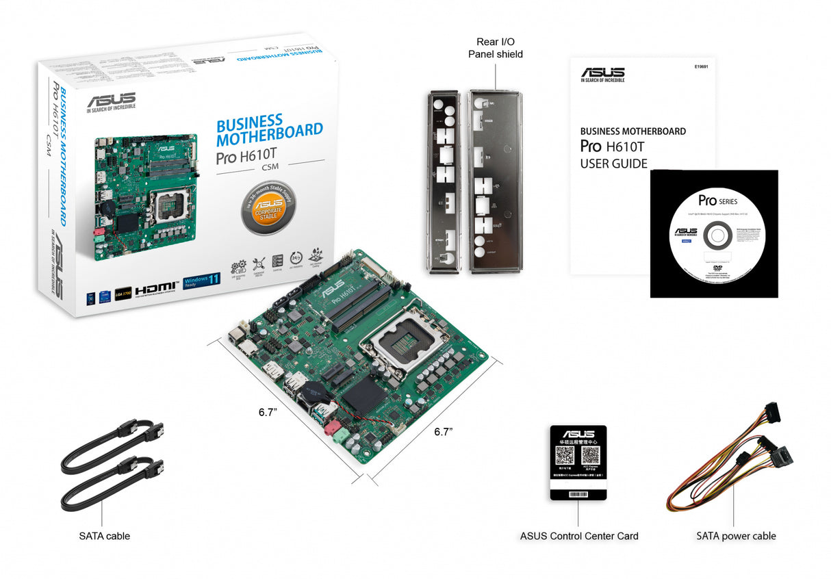 ASUS PRO H610T-CSM Intel H610 LGA 1700 Thin Mini ITX