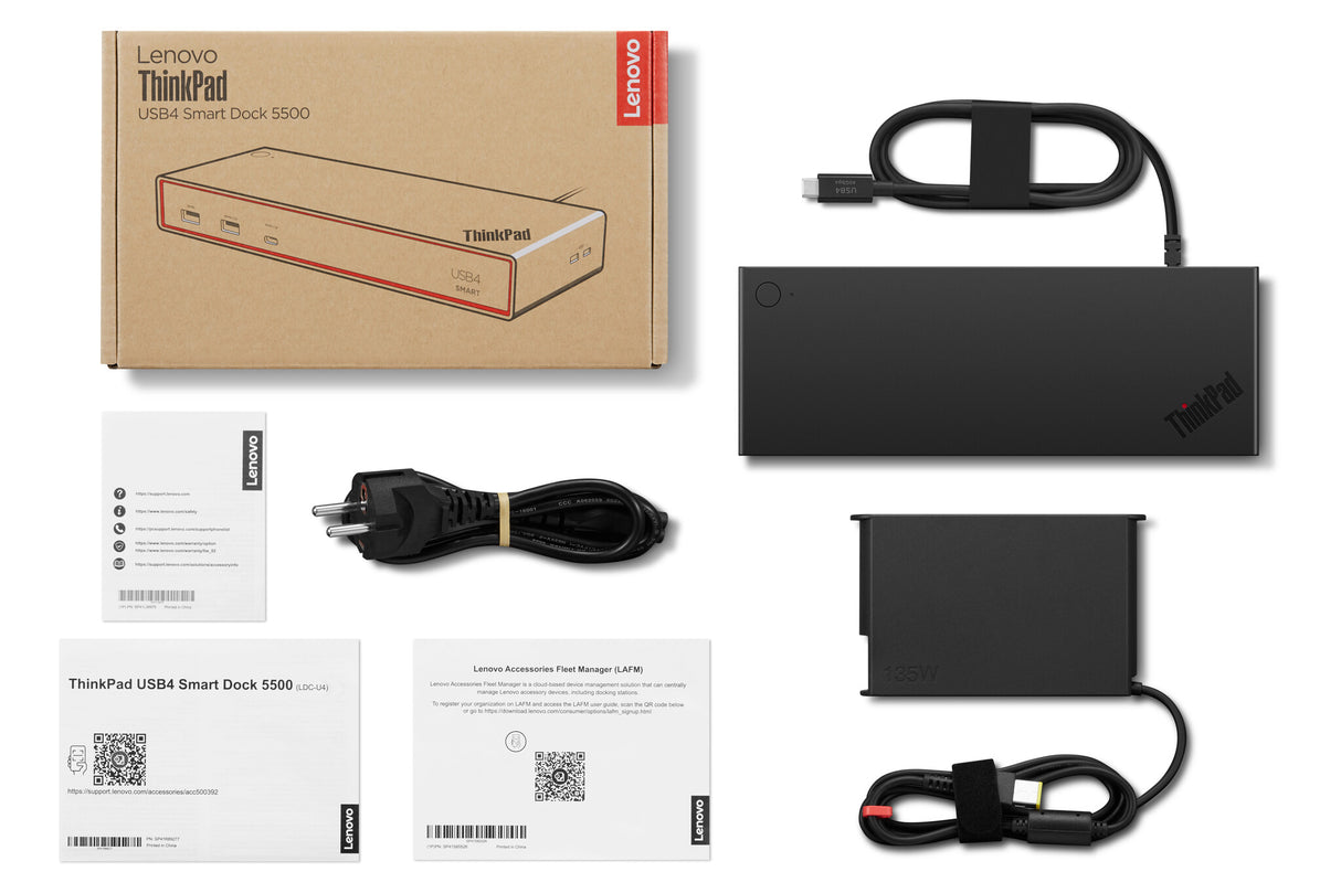 Lenovo ThinkPad USB4 Smart Dock 5500 with 135W Adapter Wired Black