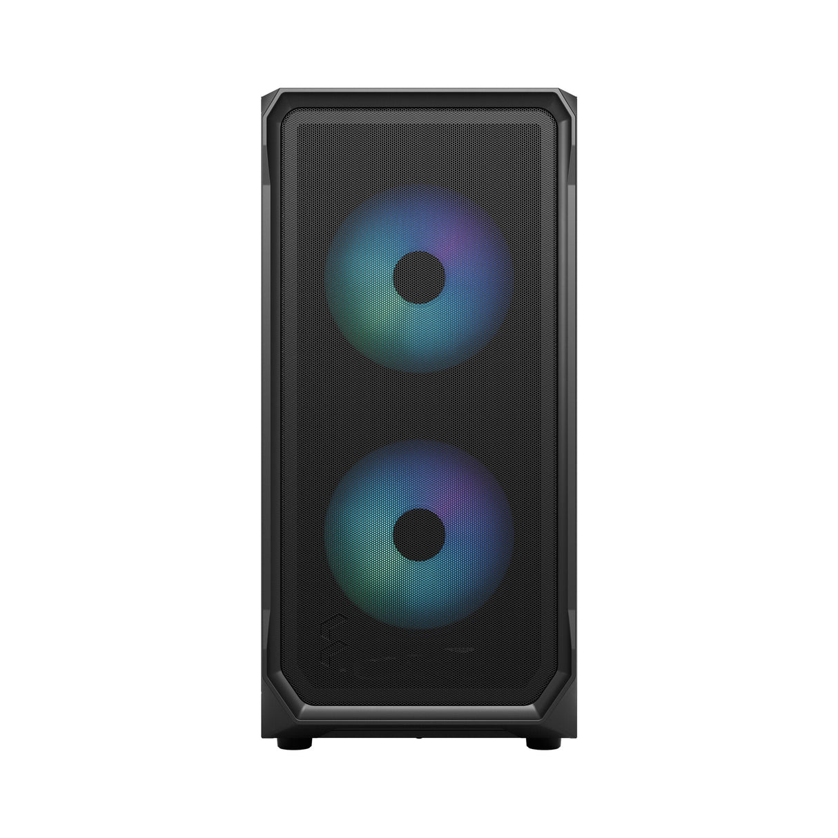 Fractal Design Focus 2 RGB (Black TG) Boîtier de jeu avec fenêtre en verre transparent, ATX, 2 ventilateurs RVB, contrôleur RVB, façade en maille, système de carénage innovant