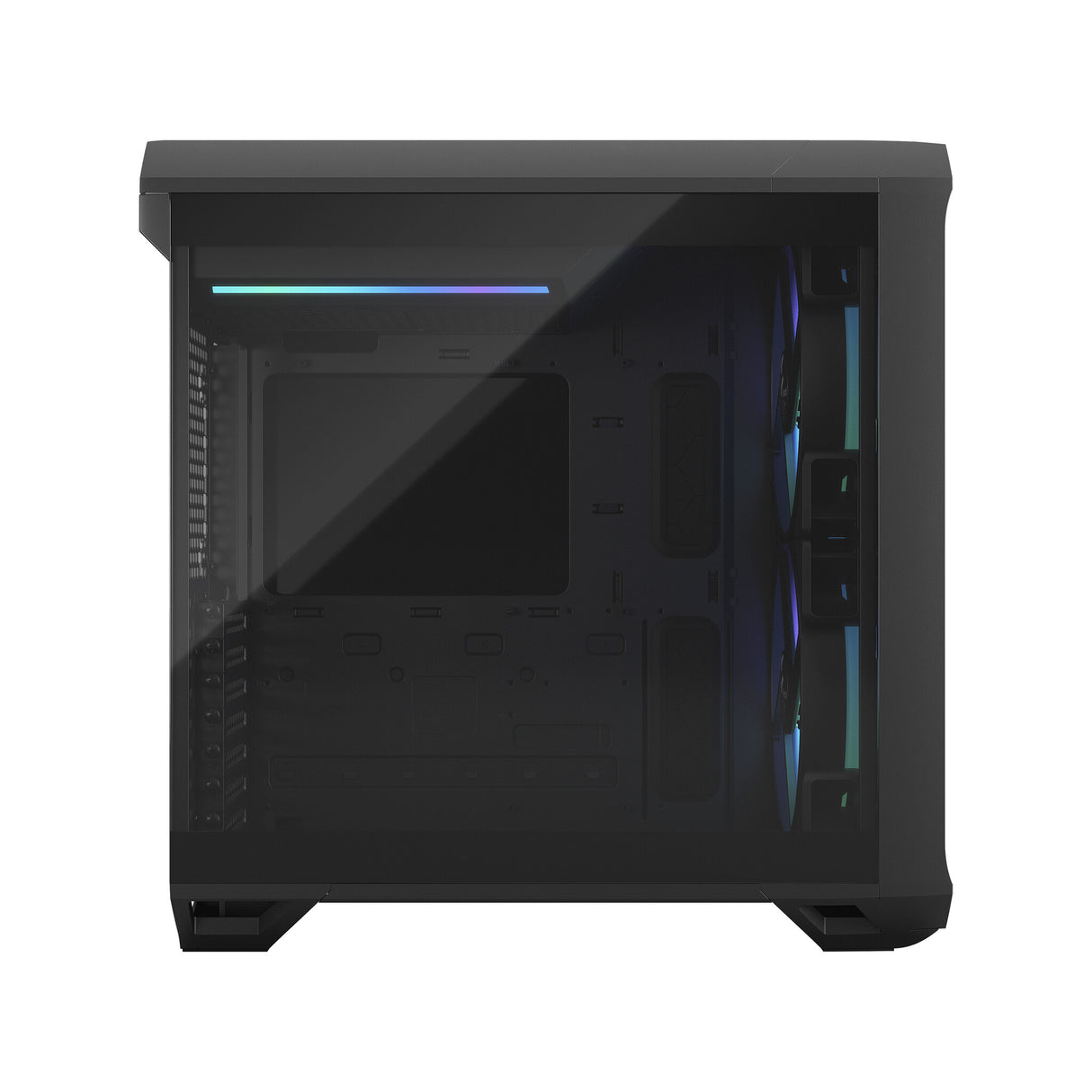 Fractal Design Torrent Compact (Light TG RGB) Caja para juegos con ventanas de vidrio tintado claro, E-ATX, 2 ventiladores RGB, concentrador de ventilador, tira RGB en cubierta de fuente de alimentación, rejilla frontal, USB-C