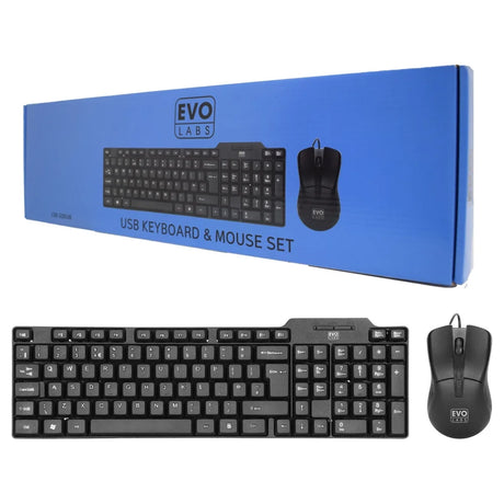 Evo Labs CM - 500UK Wired Keyboard and Mouse Combo Set USB