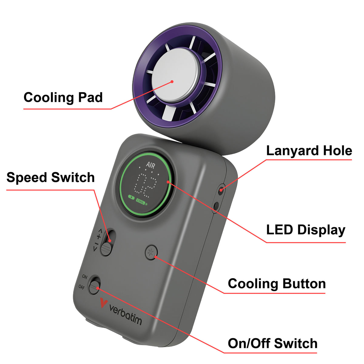 Verbatim Cool 'n' Go Ice Touch Mini Handheld Fan