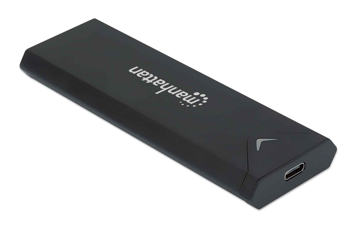 Manhattan M.2 NVMe SSD Enclosure, USB-C Female Connection, 10 Gbps (USB 3.2 Gen2 aka USB 3.1), UASP-compliant, SuperSpeed+ USB, Aluminum, Black, Three Year Warranty