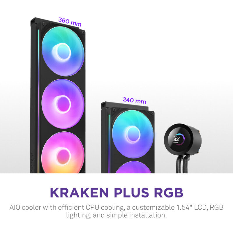 NZXT Kraken Plus RGB 240 Processor All-in-one liquid cooler 12 cm Black